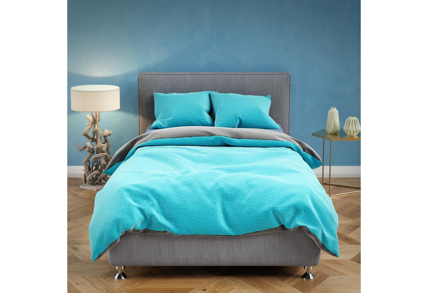 Buymax Bettwäsche Teddy Plüsch Bettbezug Set, Teddy, 2 teilig, 135x200 cm, Bettwäsche kuschelig warm für Winter, uni, Wendebettwäsche von Buymax