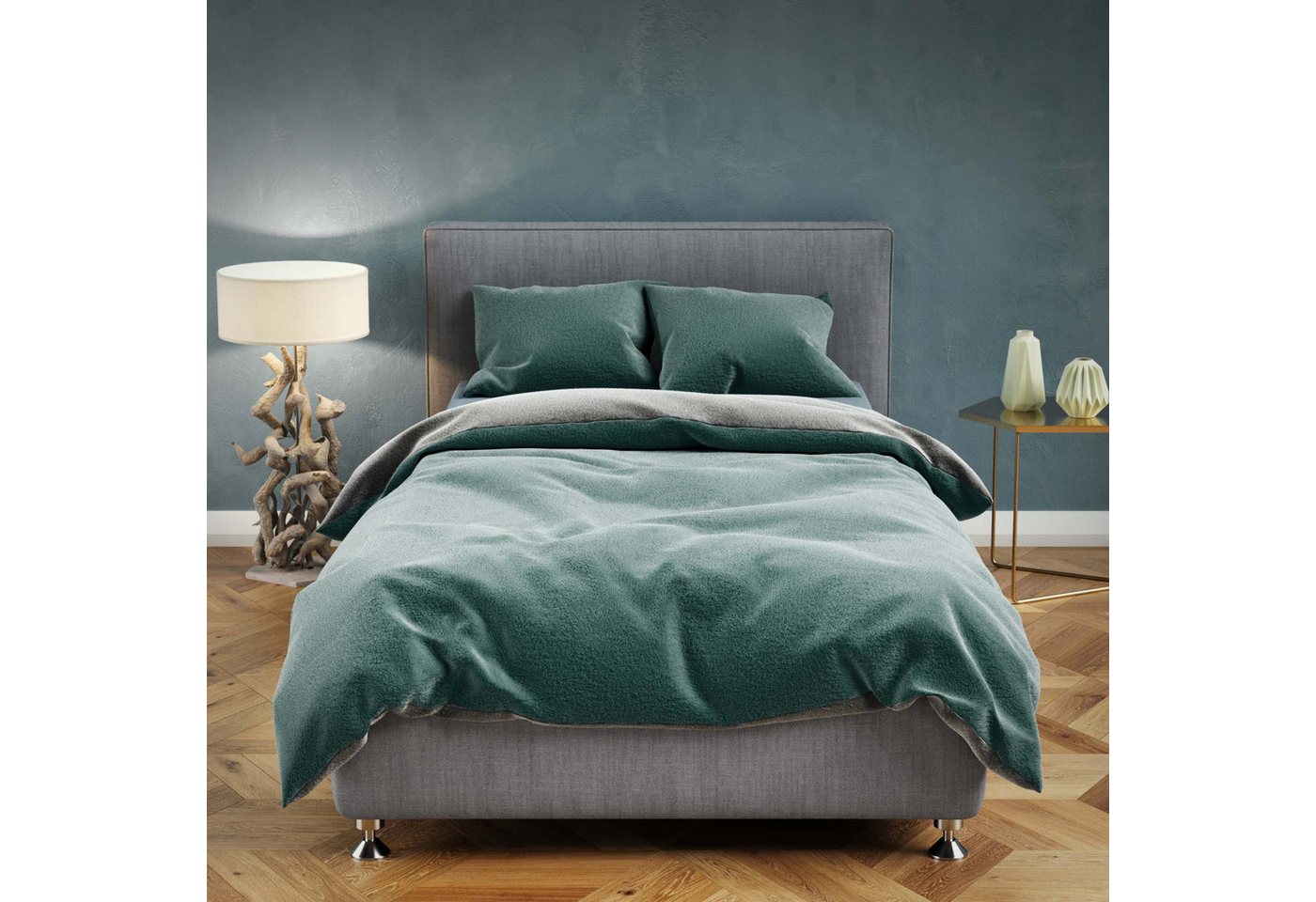 Buymax Bettwäsche Teddy Plüsch Bettbezug Set, Teddy, 2 teilig, 155x220 cm, Bettwäsche kuschelig warm für Winter, uni, Wendebettwäsche von Buymax