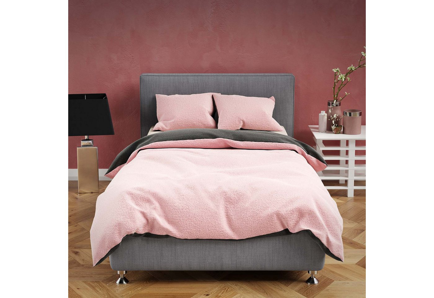 Buymax Bettwäsche Teddy Plüsch Bettbezug Set, Teddy, 3 teilig, 200x220 cm, Bettwäsche kuschelig warm für Winter, uni, Wendebettwäsche von Buymax