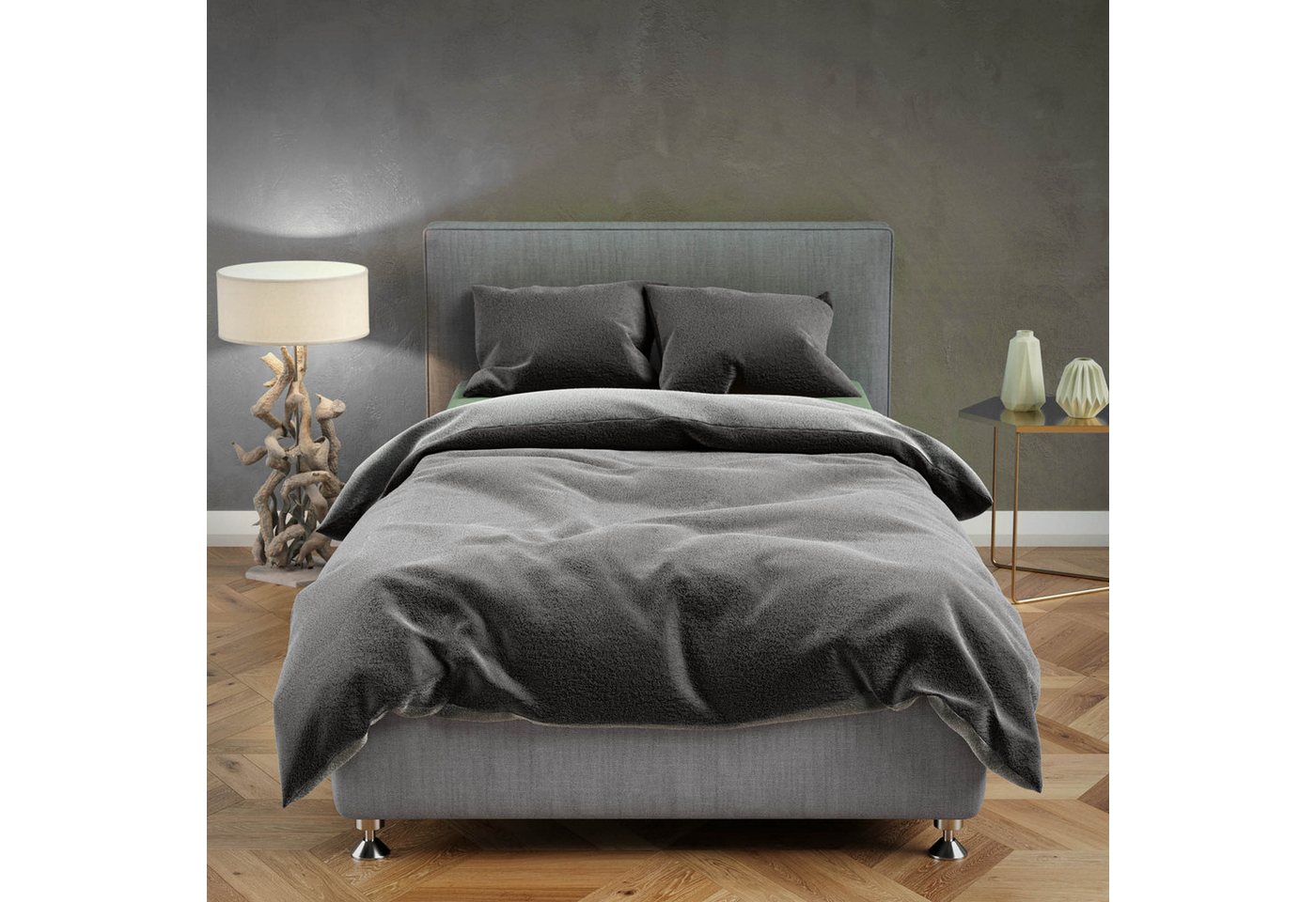 Buymax Bettwäsche Teddy Plüsch Bettbezug Set, Teddy, 3 teilig, 200x220 cm, Bettwäsche kuschelig warm für Winter, uni, Wendebettwäsche von Buymax