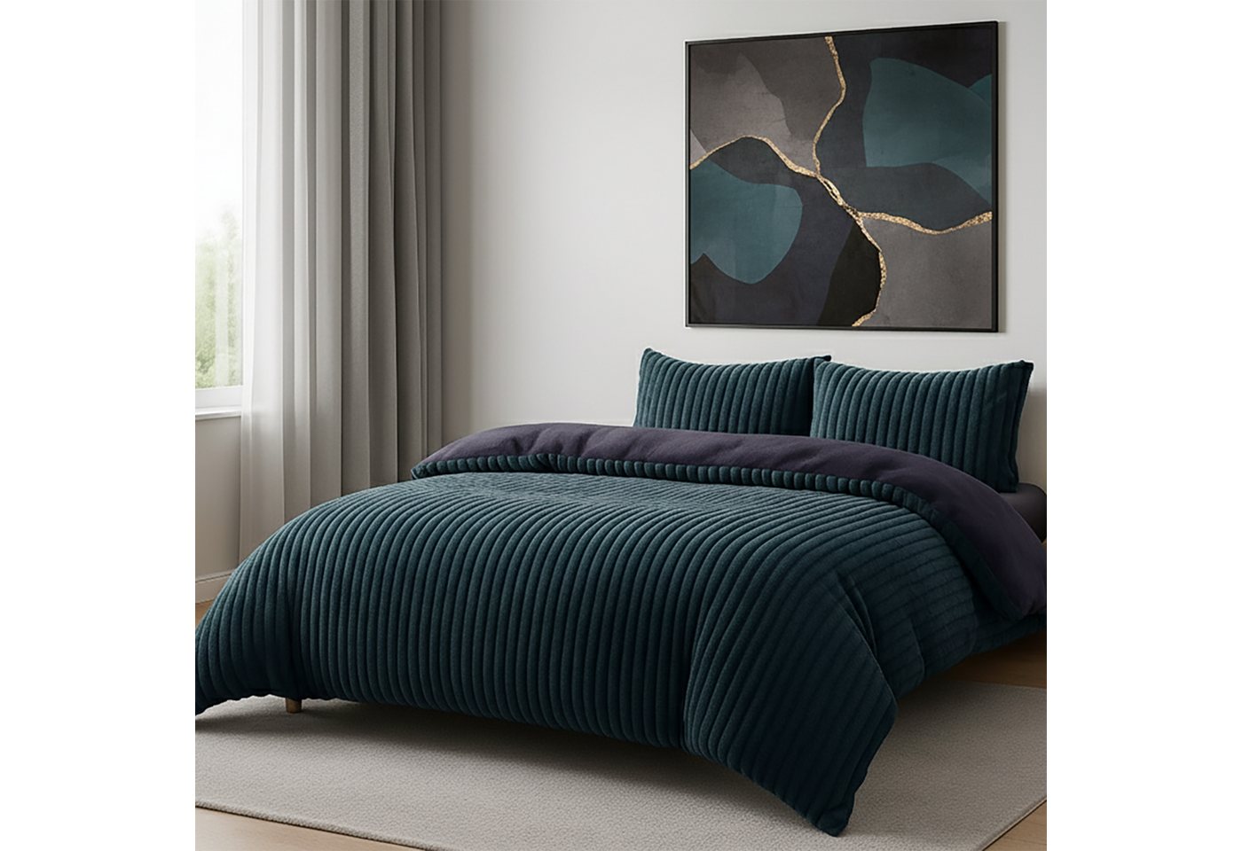 Buymax Bettwäsche Teddy Plüsch Cord, Fleece, 3 teilig, Winterbettwäsche Set, extra warm, 200x220 cm von Buymax