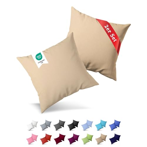 Buymax® Kissenbezug 40x40 cm (2er-Set) 100% Jersey Baumwolle - Kissenbezüge für Kissen 40 x 40 cm - Sand - Kopfkissenbezug mit Reißverschluss - Kissenhülle - Oeko-Tex Zertifiziert Buymax® Kissenbezug 40x40 cm (2er-Set) 100% Jersey Baumwolle - Kissenbezüge für Kissen 40 x 40 cm - Sand - Kopfkissenbezug mit Reißverschluss - Kissenhülle - Oeko-Tex Zertifiziert von Buymax