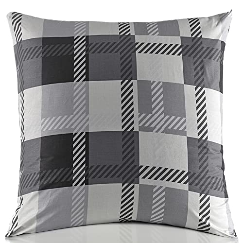 Kissenbezug Kissenhülle Kopfkissenbezug Pillow Cover Pillowcase 40x40 40x60 40x80 50x50 80x80 2er-Set Doppelpack 100% Baumwolle, Farbe: Schwarz Grau Weiß, (Größe: 40 x 40 cm Baumwolle) von Buymax