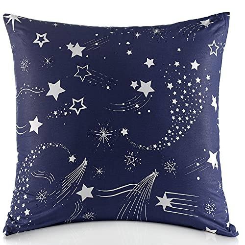 Kissenbezug Kissenhülle Kopfkissenbezug Pillow Cover Pillowcase 40x40 40x60 40x80 50x50 80x80 2er-Set Doppelpack 100% Baumwolle, Farbe: Blau Marine Sterne, (Größe: 50 x 50 cm Baumwolle) von Buymax