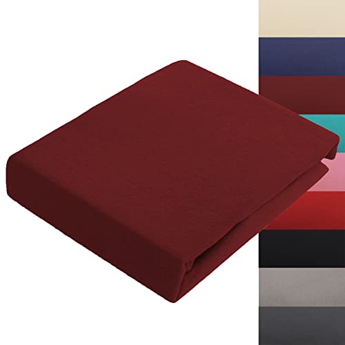 Spannbettlaken 180x200-200x200 cm Thermo Fleece Winter Flausch Bettlaken Spannbetttuch Weich Gemütlich Microfaser Teddyflausch, Farbe Bordeaux Rot von Buymax