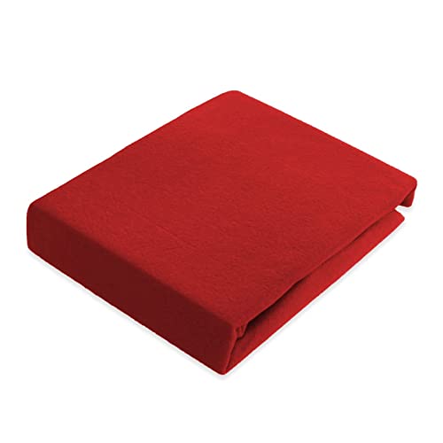 Spannbettlaken 180x200-200x200 cm Thermo Fleece Winter Flausch Bettlaken Spannbetttuch Weich Gemütlich Microfaser Teddyflausch, Farbe Rot von Buymax