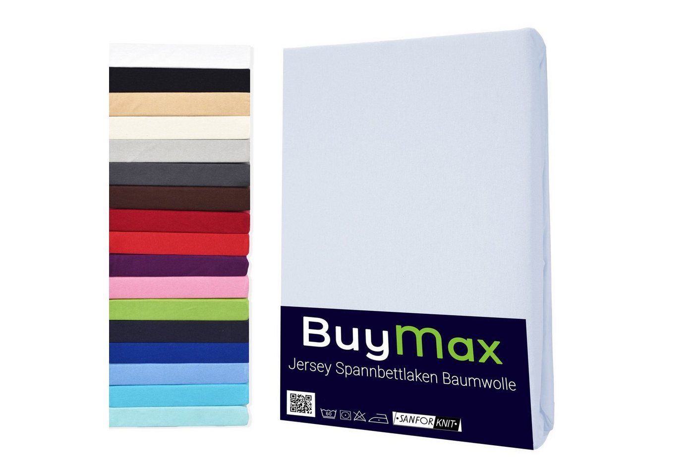 Spannbettlaken StyleHeim, Buymax, Jersey, Gummizug: Rundumgummi, Spannbettlaken Jersey aus 100% Baumwolle, Pflegeleicht und Atmungsaktiv mit Rundumgummi in Verschiedenen Farben und Größen von Buymax