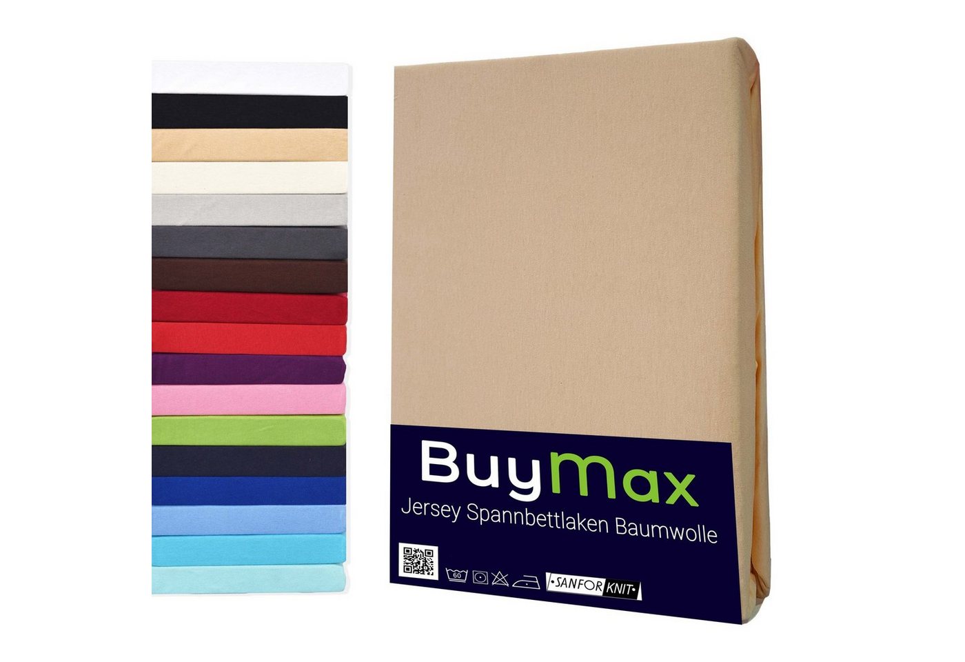 Spannbettlaken StyleHeim, Buymax, Jersey, Gummizug: Rundumgummi, Spannbettlaken Jersey aus 100% Baumwolle, Pflegeleicht und Atmungsaktiv mit Rundumgummi in Verschiedenen Farben und Größen von Buymax