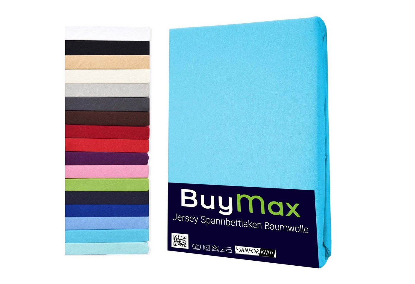 Spannbettlaken StyleHeim, Buymax, Jersey, Gummizug: Rundumgummi, Spannbettlaken Jersey aus 100% Baumwolle, Pflegeleicht und Atmungsaktiv mit Rundumgummi in Verschiedenen Farben und Größen von Buymax