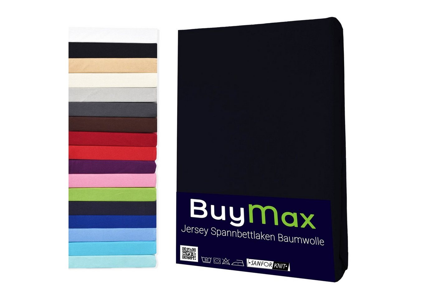 Spannbettlaken StyleHeim, Buymax, Jersey, Gummizug: Rundumgummi, Spannbettlaken Jersey aus 100% Baumwolle, Pflegeleicht und Atmungsaktiv mit Rundumgummi in Verschiedenen Farben und Größen von Buymax