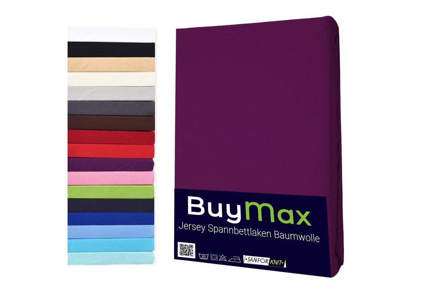 Spannbettlaken StyleHeim, Buymax, Jersey, Gummizug: Rundumgummi, Spannbettlaken Jersey aus 100% Baumwolle, Pflegeleicht und Atmungsaktiv mit Rundumgummi in Verschiedenen Farben und Größen von Buymax