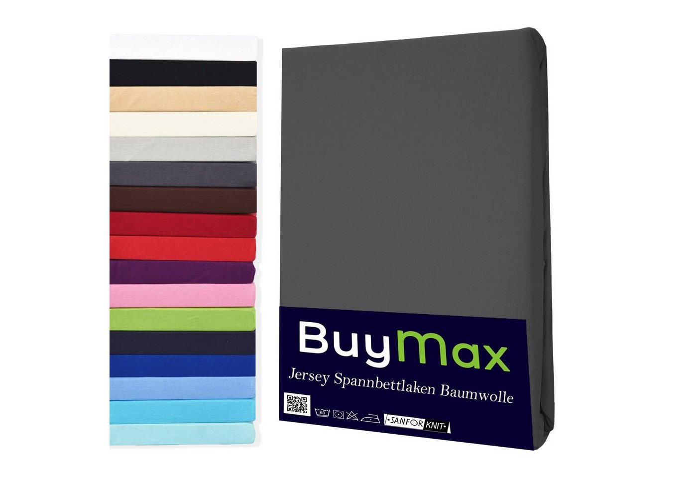 Spannbettlaken StyleHeim, Buymax, Jersey, Gummizug: Rundumgummi, Spannbettlaken Jersey aus 100% Baumwolle, Pflegeleicht und Atmungsaktiv mit Rundumgummi in Verschiedenen Farben und Größen von Buymax