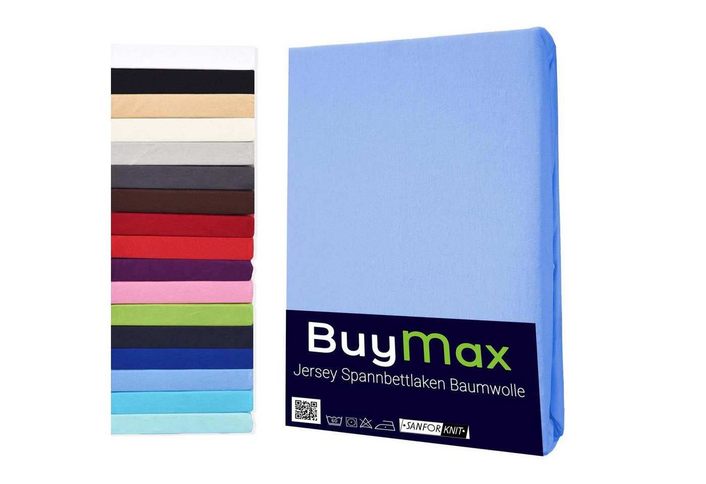 Spannbettlaken StyleHeim, Buymax, Jersey, Gummizug: Rundumgummi, Spannbettlaken Jersey aus 100% Baumwolle, Pflegeleicht und Atmungsaktiv mit Rundumgummi in Verschiedenen Farben und Größen von Buymax