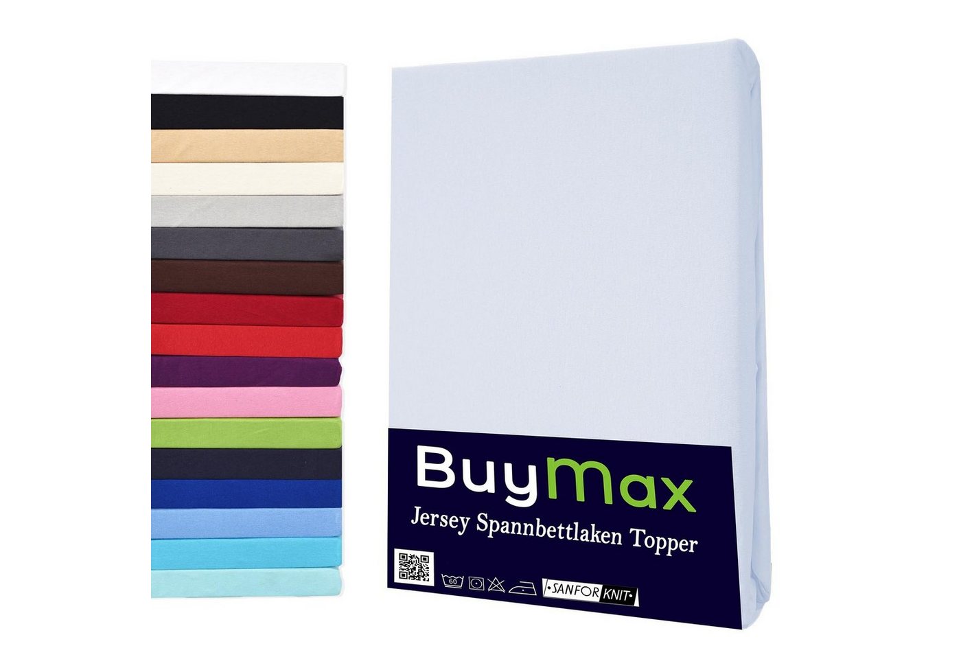 Spannbettlaken Topper, Buymax, Jersey, Gummizug: Rundumgummi, 100% Baumwolle aus Jersey Stoff, Pflegeleicht und Atmungsaktiv mit Rundumgummi für Topper bis 9 cm Höhe in Verschiedenen Farben und Größen von Buymax