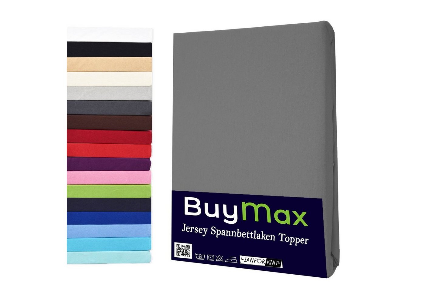 Spannbettlaken Topper, Buymax, Jersey, Gummizug: Rundumgummi, 100% Baumwolle aus Jersey Stoff, Pflegeleicht und Atmungsaktiv mit Rundumgummi für Topper bis 9 cm Höhe in Verschiedenen Farben und Größen von Buymax