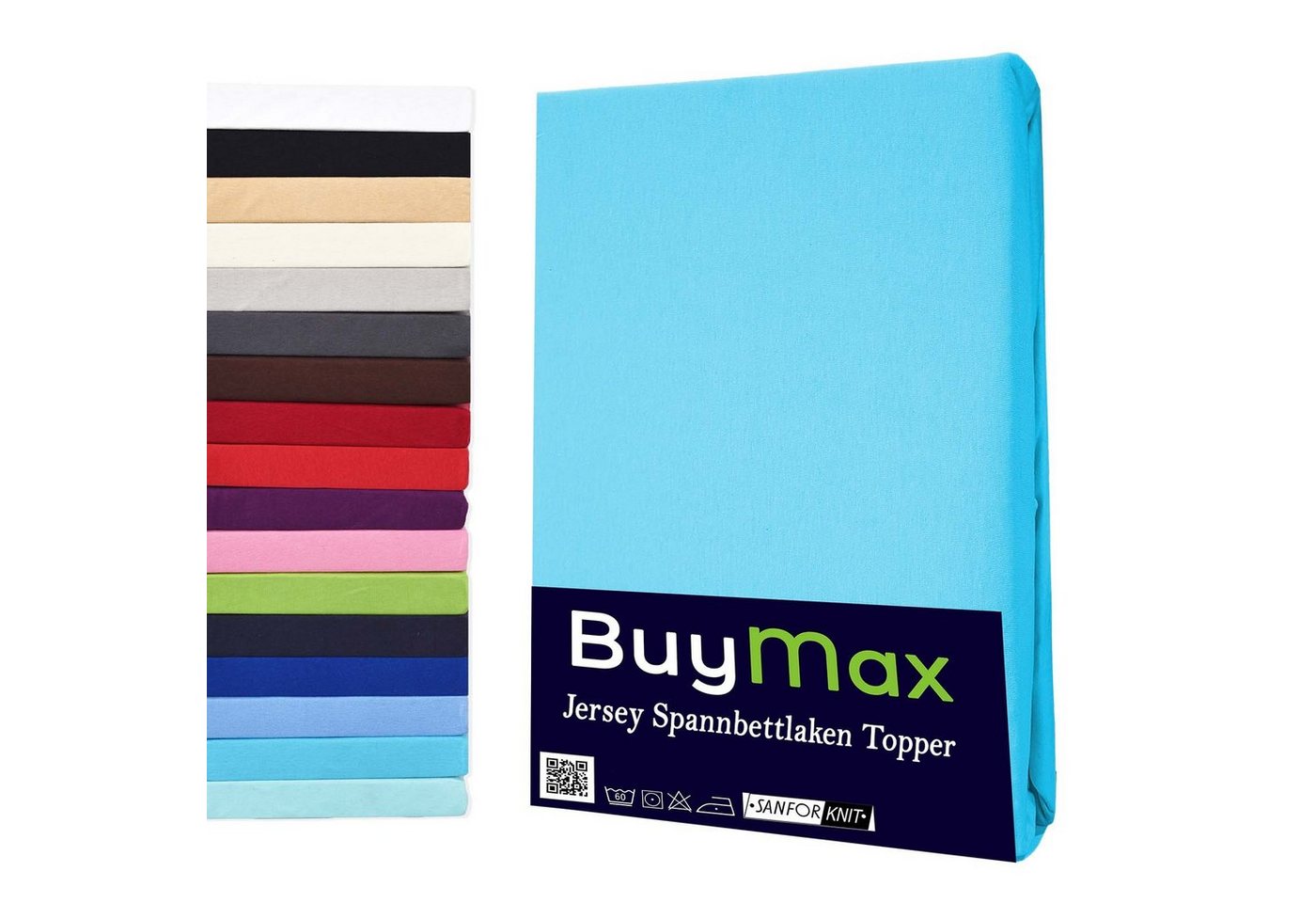 Spannbettlaken Topper, Buymax, Jersey, Gummizug: Rundumgummi, 100% Baumwolle aus Jersey Stoff, Pflegeleicht und Atmungsaktiv mit Rundumgummi für Topper bis 9 cm Höhe in Verschiedenen Farben und Größen von Buymax