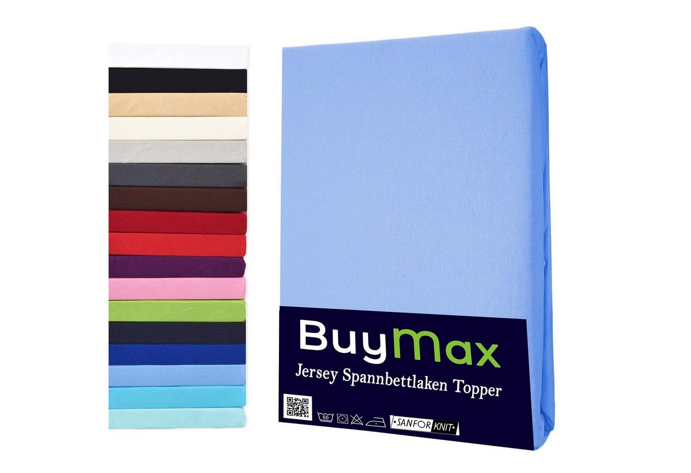 Spannbettlaken Topper, Buymax, Jersey, Gummizug: Rundumgummi, 100% Baumwolle aus Jersey Stoff, Pflegeleicht und Atmungsaktiv mit Rundumgummi für Topper bis 9 cm Höhe in Verschiedenen Farben und Größen von Buymax