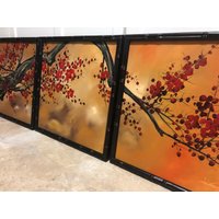 Sakura Leinwand Blume Wanddekor Kirschblüte Kunst Blumendekor Japan Zuhause Geschenk Rosa Asien Kunstwerk Zweig von BuymeByNona