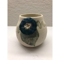 Unikat Signierte Keramik Übertopf Vase Blume Weiß von BuymeByNona