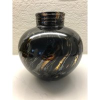 Vintage Haeger Keramik Goldene Glasur Schwarze Dekorative Vase von BuymeByNona