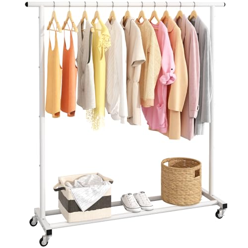 Buzoruil Kleiderständer Standard Rod Einfache Rollen Metall Kleidung Rack Kleidungsstück Rack Organizer Freistehender Aufhänger mit Rädern,Weiß Buzoruil Kleiderständer Standard Rod Einfache Rollen Metall Kleidung Rack Kleidungsstück Rack Organizer Freistehender Aufhänger mit Rädern,Weiß von Buzowruil