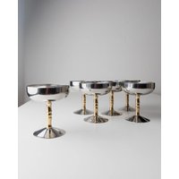 6 Vintage Stainless Steel Champagne Bowls - Bamboo Mid Century Design Italy 1970S Ice Cream Cups, Drinking & Cocktail Glasses, Gift Idea von BuzziDining