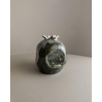 Ceramic Vase - Organic Shape, Blue Green Glaze Handcraft Made in Italy Studio 1970S Gift Idea, Flower Vase von BuzziGang