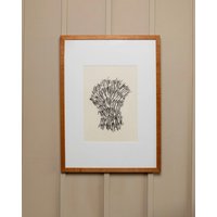 Original Drawing By Paul Wilhelm Jacobs 2019 - Abstract Motif in Wooden Frame Vintage Artwork, Charcoal On Paper, Gift Idea Art von BuzziGang