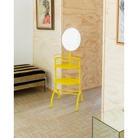Vintage Metal Side Table With Mirror 1960S - Multifunctional Yellow Shelf Memphis Pop Art Design Retro Storage Furniture von BuzziGang