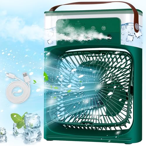 BuzzoXerex Mobile Klimageräte Mini Luftkühler, 5 in 1 Klimaanlage Klein Tragbare, Luftbefeuchter, 7 LED Luftkühler Klein mit 3 Geschwindigkeiten, Air Cooler Ventilator mit Wasserkühlung für Küche Büro BuzzoXerex Mobile Klimageräte Mini Luftkühler, 5 in 1 Klimaanlage Klein Tragbare, Luftbefeuchter, 7 LED Luftkühler Klein mit 3 Geschwindigkeiten, Air Cooler Ventilator mit Wasserkühlung für Küche Büro von BuzzoXerex