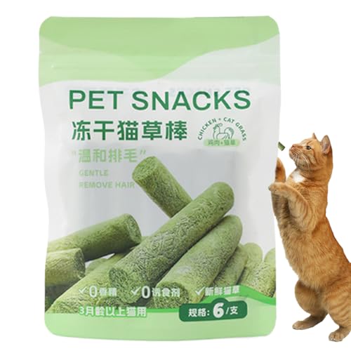 Bvizyelck Katzengrasstangen, Katzengrasbehörden,Essbares Snack Kätzchen Spielzeug - Hohe Protein Hühnchen -Gefrier getrocknete Katzengrasstangen für Erwachsene und Kätzchen zur Entfernung von Haarball von Bvizyelck