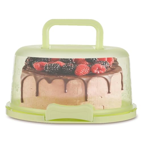 Bvizyelck Kuchen Transportbox Rund Kuchenbehälter Mit Deckel Transparent Tortentransportbox Mit Griff Tragbarer Runder Tortenbox Tortenglocke Anthrazit Tortenbehälter Für Kuchen, Kekse, Nüsse von Bvizyelck