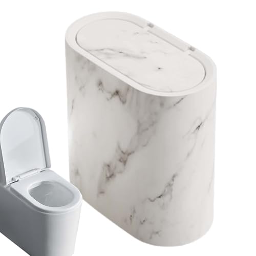 Bvizyelck Mülleimer Fürs Badezimmer - Schlanker Abfalleimer Fürs Schlafzimmer - Abdeckbarer Mülleimer Mit Deckel In Schlanker Form Für Haushalt Innenbereich von Bvizyelck