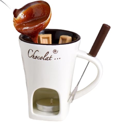 Bvizyelck Schokoladen Fondue Becher Set 130ml Keramik Schokoladenfondue Schokofondue Topf Mit Holzpalette Käsefondue Für Schokolade Käse Schokofondue Teelicht Beheizt Mit 2 Fondue Gabeln von Bvizyelck