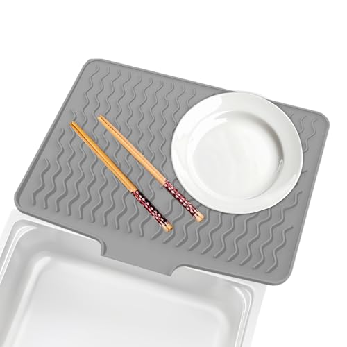 Bvizyelck Silikon Geschirr Matte, Schnelltrocknende Spritzschutzmatte, Rutschfeste Schnelltrocknende Schützende Hitzeabweisende Matte Für Schüssel Spüle Küchenutensilien Arbeitsplatte von Bvizyelck