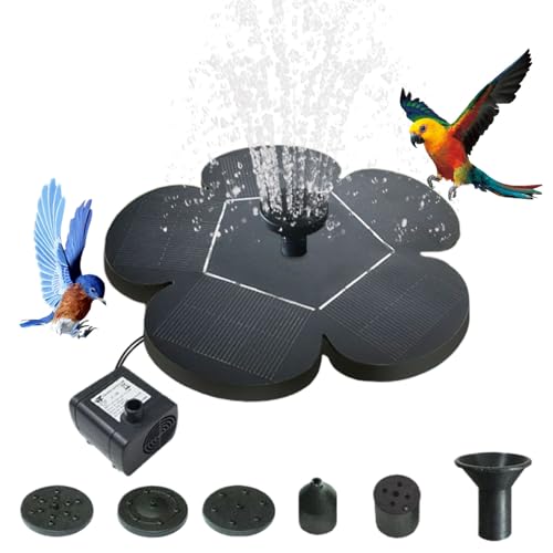 Bvizyelck Solarmatten Vogeltränke Mit Springbrunnen - Blumenförmige Wasserpumpe - Wasserfall Vogelbad Für Garten Terrasse Balkon Teich von Bvizyelck