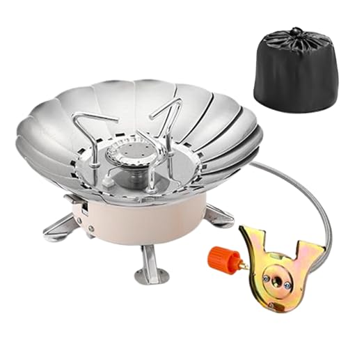 Bvizyelck Tragbarer Campingkocher - Camping Kochherd,Klappbarer Edelstahlbrenner Mit Verstellbarem Windschutz, Piezozündung & Winddicht Für Picknick & Garten von Bvizyelck