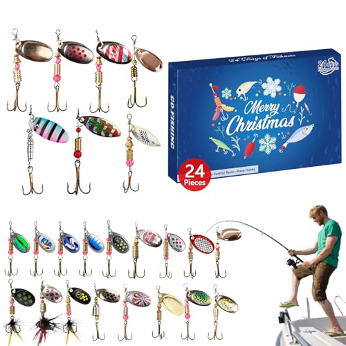 Bvizyelck Weihnachten Angler Kalender | 24 Tage Adventskalender Köder für Angler - Köder für Süßwasser Salzwasser | Für Väter Erwachsene Männer Bvizyelck Weihnachten Angler Kalender | 24 Tage Adventskalender Köder für Angler - Köder für Süßwasser Salzwasser | Für Väter Erwachsene Männer von Bvizyelck