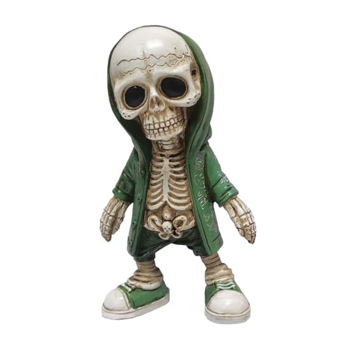 Coole Skelett Figuren Harz Totenkopf Skulptur Skelett Figuren Gothic Deko Totenkopf Statue Halloween Dekoration Totenkopf Figuren Gothic Skulpturen Für Halloween, Zuhause, Büro, Schreibtisch von Bvizyelck