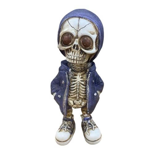 Coole Skelett Figuren Harz Totenkopf Skulptur Skelett Figuren Gothic Deko Totenkopf Statue Halloween Dekoration Totenkopf Figuren Gothic Skulpturen Für Halloween, Zuhause, Büro, Schreibtisch von Bvizyelck