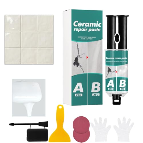 Fliesenreparaturset Weiß Badewannen Reparaturset Weiß Emaille Reparatur Set Wasserdichtes Und Auslaufsicheres Keramik Reparatur Set Waschbecken Reparaturset Für Rissen, Löchern von Bvizyelck
