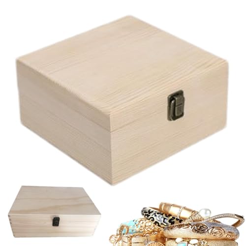 Bvizyelck Holzkiste Mit Deckel & Schloss Schatztruhe Spardose Vintage Schatztruhe Allzweckkiste Holzkoffer Bastelkoffer Holzbox Aufbewahrungsbox Mit Schloss Zum Bemalen Holztruhe Schmuckschatulle von Bvizyelck