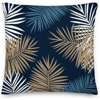 Palm Tropical Collection Design #4 Dekokissen Kissen Indigo Blau Sail Weiß Natur 22 "x 22" Illustration von BvomeArtAU