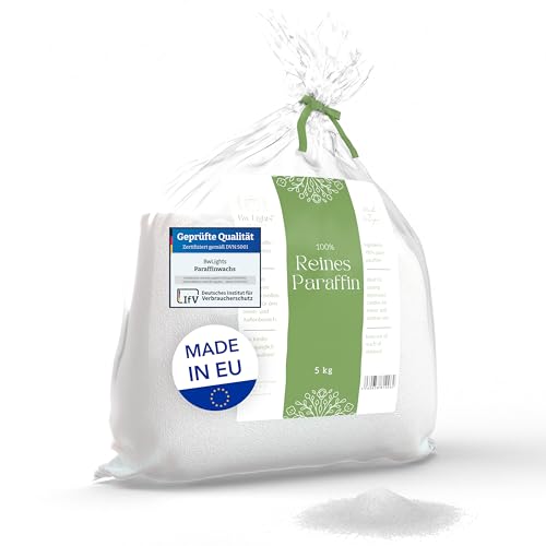 BwLights - Hochwertiges Paraffinwachs verschiedene Größen (5kg) in Weiß | Wachsgranulat zum Schmelzen & Herstellen Ihrer eigenen Kerze | 100% Paraffin von BwLights