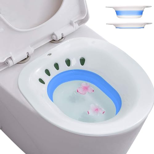 Bwelcam Bidet Bidetbecken,Faltbar Bidetschüssel Sitzbadewanne Sitzbäder, Sitzbad, Bidet Einsatz Toiletteneinsatz (blau) von Bwelcam