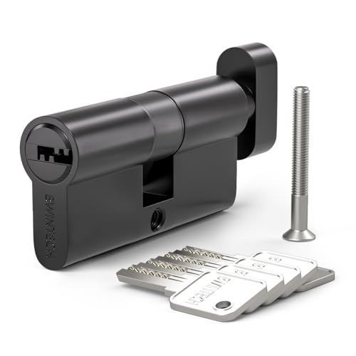 Bwintech 1 Stück 30T/30mm Euro Messingzylinder, 60mm Drehknauf/Schlüsselzylinderschloss mit 5 horizontalen Messingschlüsseln,Anti Picking,Anti Bohr,Anti Snap,Anti Bumping, schwarze Oberfläche Bwintech 1 Stück 30T/30mm Euro Messingzylinder, 60mm Drehknauf/Schlüsselzylinderschloss mit 5 horizontalen Messingschlüsseln,Anti Picking,Anti Bohr,Anti Snap,Anti Bumping, schwarze Oberfläche von Bwintech