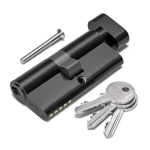 Bwintech 1 Stück 45T/45mm Euro Messingzylinder, 90mm Knauf/Schlüsselzylinderschloss mit 3 Standard Messingschlüsseln,Anti Picking,Anti Bohr,Anti Snap,Anti Bumping, schwarze Oberfläche Bwintech 1 Stück 45T/45mm Euro Messingzylinder, 90mm Knauf/Schlüsselzylinderschloss mit 3 Standard Messingschlüsseln,Anti Picking,Anti Bohr,Anti Snap,Anti Bumping, schwarze Oberfläche von Bwintech