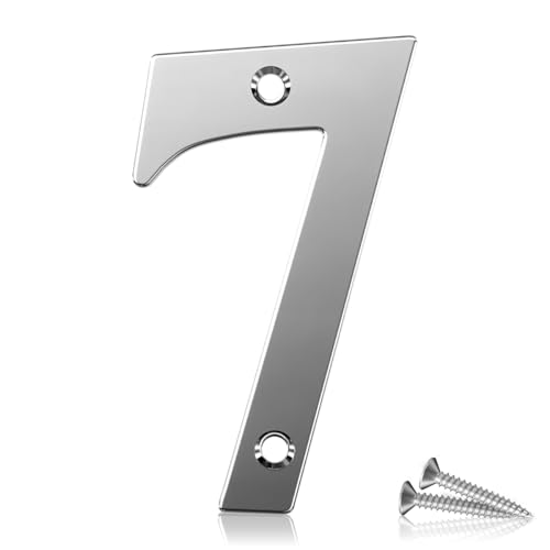 Bwintech 1 Stück 75mm Höhe (3 Zoll) Chrome Bolted Tür Nummer 7 Edelstahl 304 Hausnummer, geeignet für Front, Holz, Verbundwerkstoff, UPVC Tür von Bwintech