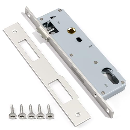 Bwintech 1 Stück Edelstahl 9230 Einsteckschloss, 92MM Center 30MM Backset Lock Body, Satin Nickel Frame Türschloss Für Innen-und Außentüren von Bwintech