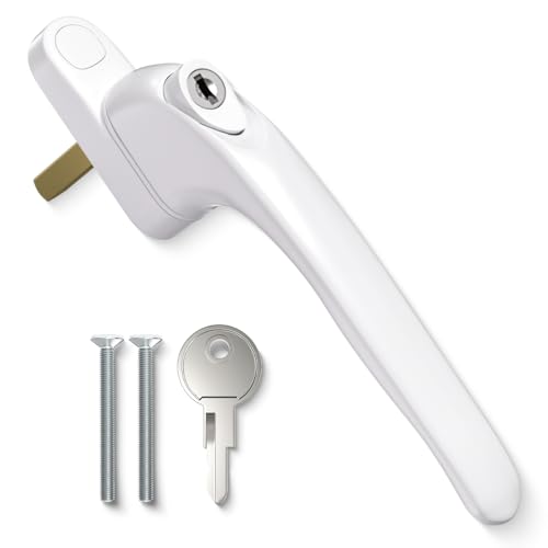 Bwintech 1 x weißer Fenstergriff aus UPVC-Aluminium, 43 mm Spindel für Innen- und Außenbereich, UPVC-Fenster von Bwintech